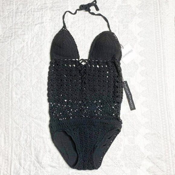 Lisa Maree Black Crochet One Piece Swimsuit - Picture 2 of 8